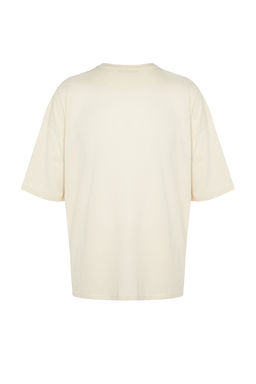 Bej Oversize/Genis Kesim %100 T-Shirt TMNSS22TS0318
