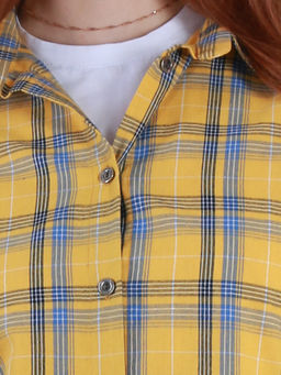 Рубашка в клетку желтая женская