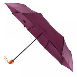 Зонт механический "Моно" плащевка, 8 лучей, д/купола 98см, 3 сложения, 24см в сложенном виде, пластмассовая ручка, баклажановый, 230гр (Китай)