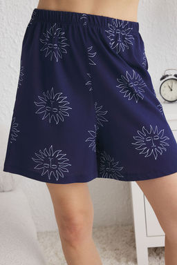 Trendyolmilla Lacivert %100 Pamuklu Gunes Desenli Sortlu Orme Pijama Tak?m? THMSS25PT00139  фото 6