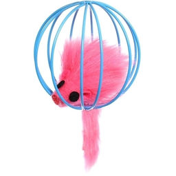Цена за 6 шт. Игрушка - мячик для кошек "ИГРУЛИК", мышка, цвет голубой / розовый, d - 6см