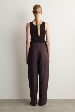 PANTAL?N DE LINO BARREL LEG CON CINTUR?N - H&m фото 5