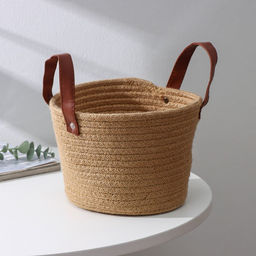 Корзина для хранения плетёная ручной работы Доляна «Айко», 21,5×21,5×16,5 см, цвет бежевый