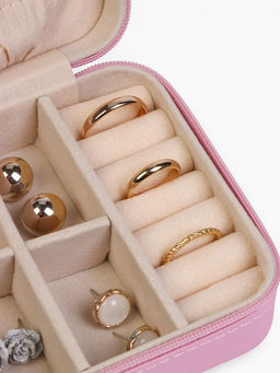 Шкатулка для украшений, 9.5×9.5×4.5 см, розовая