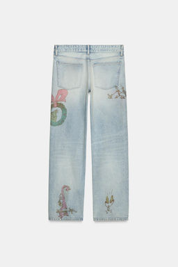 TRF GRINCH PRINT LOW-RISE JEANS - Zara фото 3