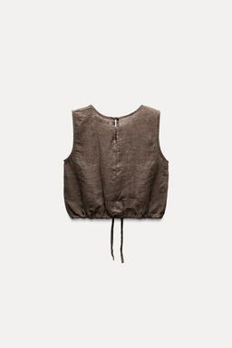 ZW COLLECTION 100% LINEN TOP WITH TIES - Zara фото 12