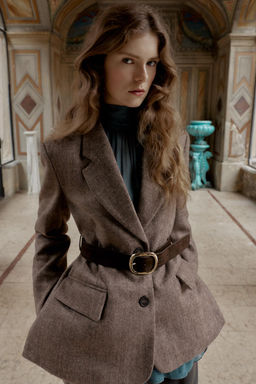 HERRINGBONE BLAZER WITH BELT - Zara фото 2