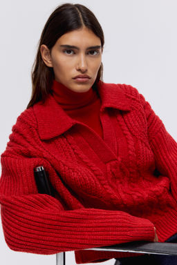 Jersey en punto trenzado con cuello - H&m фото 3