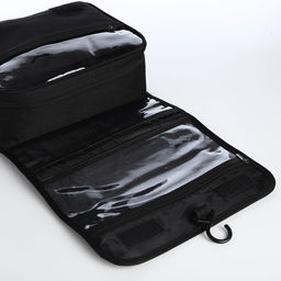 Косметичка-несессер дорожная на молнии, липучках, с крючком, ручкой, чёрная - Simaland фото 3