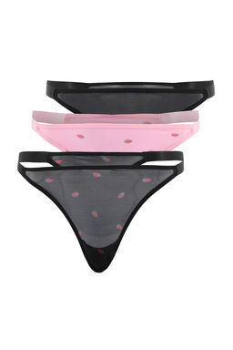 Siyah-Cok Renkli 3lu Tul Cilek Bask?l? Tanga Kulot THMSS26KU00015