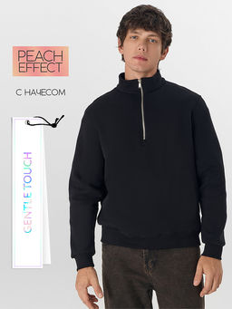 Теплый свитшот мужской черный с начесом