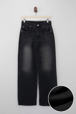 Siyah D_K_ML_ Normal Bel %100 Pamuk Uzun Boy Wide Leg Jeans TWOSS26JE00129 - Trendyolmilla фото 5