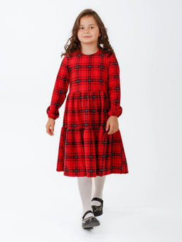 Платье Роза в клетку, цвет Красный-Клетка крупная, 78%х/б,16%пэ,6%л - 5+ фото 2