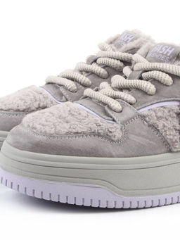 04-P124-3C GRAY Кроссовки демисезонные женские (натуральная замша, искусственный мех)