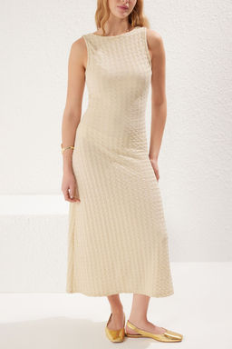 Siyah Duz S?rt Dekolteli Maxi Dokulu Fitted/Vucuda Oturan Esnek Orme Elbise TWOSS25EL00112 - Trendyolmilla фото 10