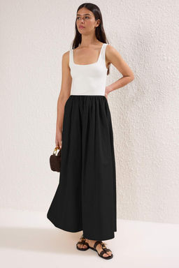 Siyah Renk Bloklu Maxi Dokuma Elbise TWOSS25EL00867