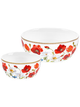 Набор 2 салатников 600 мл 14*14*6 см + 1,6 л 20*20*7,5 см Маки фарфор NEW BONE CHINA - Elan gallery фото 3