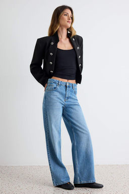 Mavi %100 Pamuk Y_ksek Bel Bilek Boy Wide Leg Jeans TWOAW27JE00094