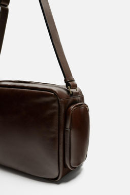 MULTI-POCKET LEATHER CROSSBODY BAG - Zara фото 3