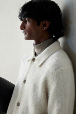 Cardigan cepillado en mezcla de lana Regular Fit - H&m фото 4