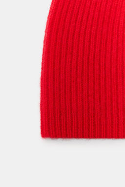 BEANIE RIB LANA Y CASHMERE / Rojo
