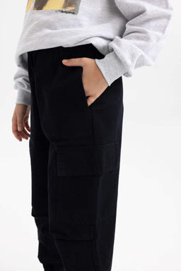 Хлопковые брюки карго с парашютом для девочек - Defacto фото 5