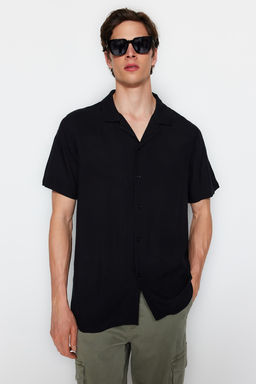 TRENDYOL MAN Indigo Regular Fit Apas Yaka %100 Viskon Salas Dokumlu K?sa Kollu Yazl?k Gomlek TMNSS23GO00098 - Trendyolmilla фото 8