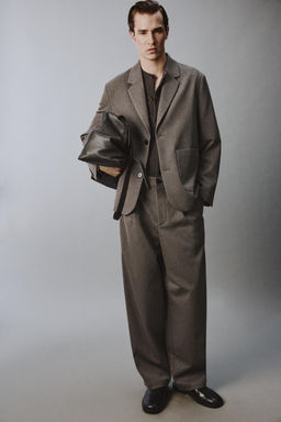 PANTAL?N WIDE FIT TRAJE ESTRUCTURA RELAXED FIT / Marr?n / Topo - Zara фото 5