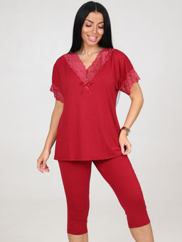 033 ДОМАШНИЙ КОСТЮМ ЖЕНСКИЙ (бриджи) (Бордовый) - А-дина фото 2