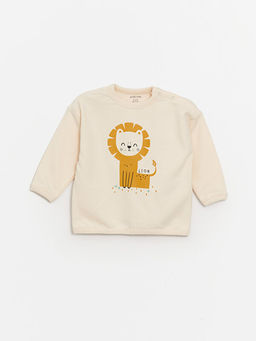 Bisiklet Yaka Uzun Kollu Bask?l? Erkek Bebek Sweatshirt ve E?ofman Alt? 2li Tak?m - Waikiki фото 2