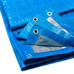 Тент 4х6м из полипропилена 75г/м2, водонепроницаемый, на люверсах, синий (Россия)