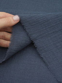 Муслин двухслойный с эффектом жатости, цв.Темный джинс, ш.1.4м, хлопок-100%, 110гр/м.кв - Купава фото 4