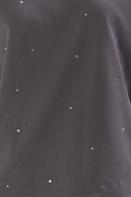 Antrasit %100 Pamuk Tas Detayl? Relaxed/Genis Rahat Kesim Bisiklet Yaka Orme T-Shirt TWOSS23TS00153