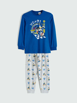 Bisiklet Yaka Sonic Bask?l? Erkek ?ocuk Pijama Tak?m
