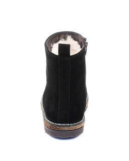 Ботинки женские на войлочной подошве, черные,замша, молния.