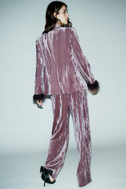 WIDE-LEG VELVET TROUSERS - Zara фото 6