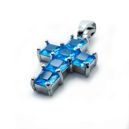 Подвеска крестик Голубой из чешского стекла с алмазной огранкой