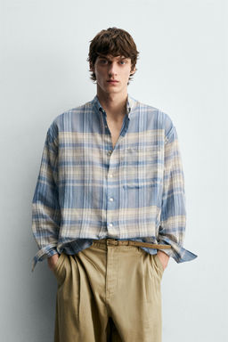 CAMISA RELAXED FIT CUADROS / Gris / Azul - Zara фото 2