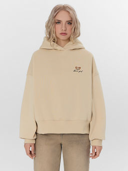 Теплое худи женское бежевое с начесом