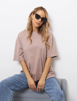 K11053 Футболка OVER SIZE (плотный хлопок) БЕЖЕВЫЙ
