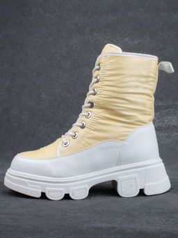 02-FAS99-5Z YELLOW/WHITE Дутики женские (искусственная кожа, плащевая ткань, шерсть) - Фабричный китай фото 9