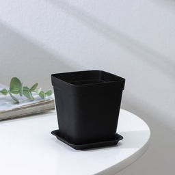 Цена за 5 шт. Горшок для цветов с поддоном, 7×7×7.5 см, 200 мл, пластиковый, МИКС