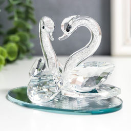 Фигурка стекло «Лебеди со стразой», 11×7×7 см