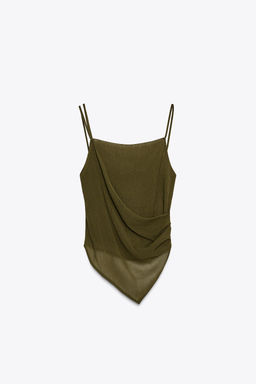 SEMI-SHEER TEXTURED ASYMMETRIC TOP - Zara фото 14