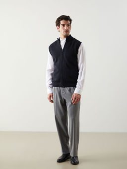 Standart Kal?p Dik Yaka Erkek Triko Yelek