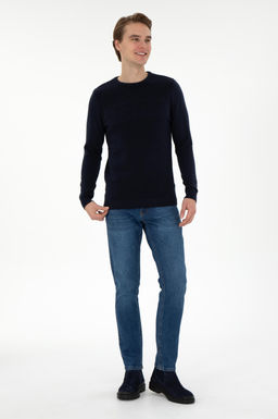 Erkek Slim Fit Bisiklet Yaka Lacivert Kazak - U.s. polo assn фото 4