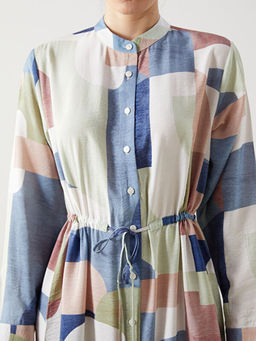 Hakim Yaka Desenli Kad?n G?mlek Elbise