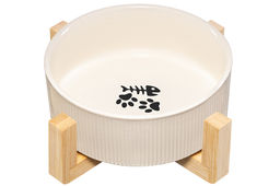 Миска для домашних питомцев 300 мл 12,5*12,5*6 см, с бамбуковой подставкой, молочная - Elan gallery фото 5