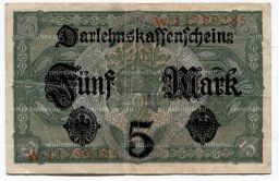 Банкнота 5 марок 1917 года Германия