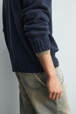 DISTRESSED KNIT POLO SHIRT - Zara фото 7